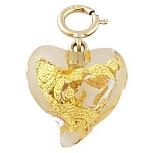 Vintage 14K Yellow Gold Leaf Gold Heart Pendant #14432